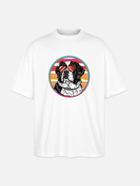 Sun dog in retro summer - Stanley/Stella Oversized Unisex Organic T-shirt Blaster 2.0 - white