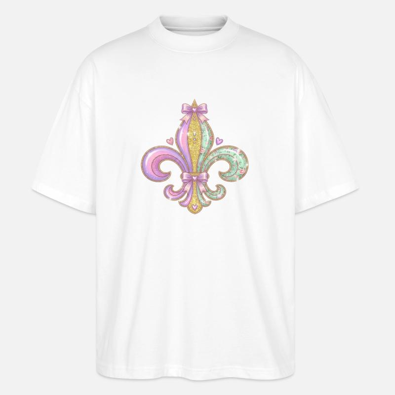 Pastell Glitzer Fleurdelis - Stanley/Stella Oversized Unisex Bio T-Shirt Blaster 2.0 - Weiß