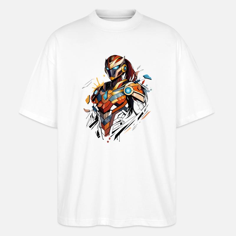 Futuristische Sci-Fi Heldin im Comic-Stil - Stanley/Stella Oversized Unisex Bio T-Shirt Blaster 2.0 - Weiß