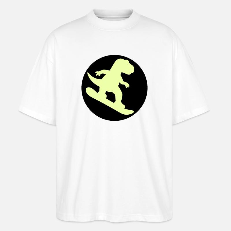 Kinder Snowboard Dinosaurier - Stanley/Stella Oversized Unisex Bio T-Shirt Blaster 2.0 - Weiß