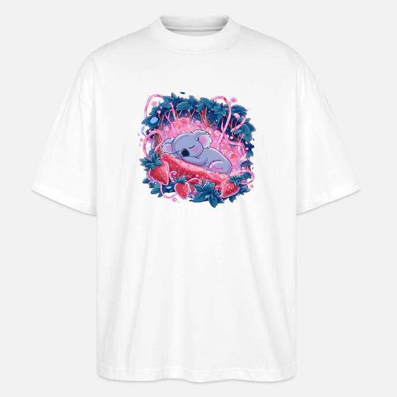 Schlafender Koala im Erdbeerleuchten - Stanley/Stella Oversized Unisex Bio T-Shirt Blaster 2.0 - Weiß