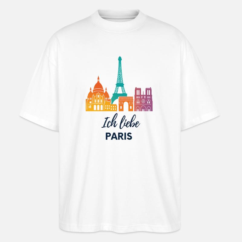 Ich liebe Paris – bunte Skyline Design - Stanley/Stella Oversized Unisex Bio T-Shirt Blaster 2.0 - Weiß
