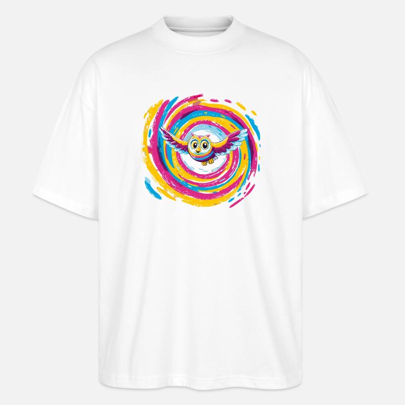 Bunte Eulenspirale - Stanley/Stella Oversized Unisex Bio T-Shirt Blaster 2.0 - Weiß