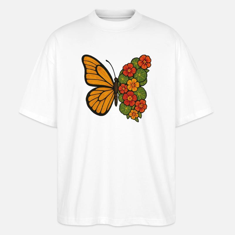 Butterfly Bloom Split - Stanley/Stella Oversized Unisex Bio T-Shirt Blaster 2.0 - Weiß