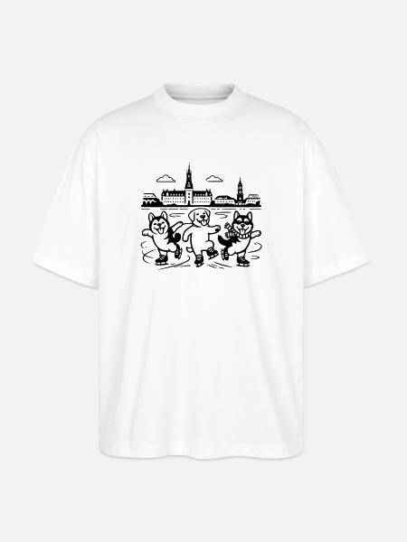 Schlittschuh Mimalistisch Line Art - Stanley/Stella Oversized Unisex Organic T-shirt Blaster 2.0 - white
