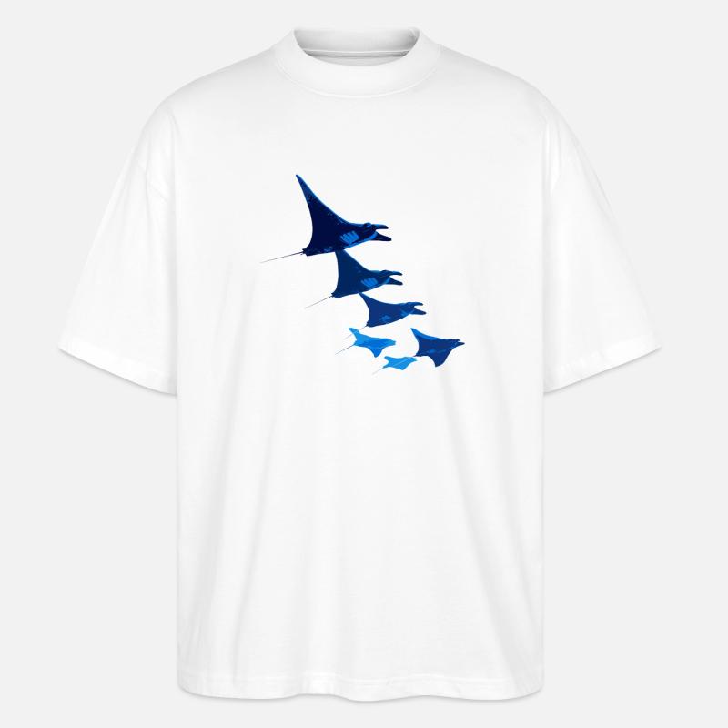 Manta Ray, Devil Ray, Stingray, Diver - Stanley/Stella Oversized Unisex Organic T-shirt Blaster 2.0 - white