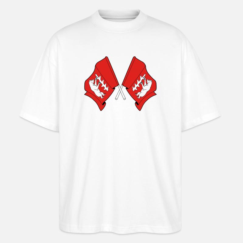 Deux drapeaux croisés du Warwickshire - T-shirt bio Blaster 2.0 coupe oversize Stanley/Stella Unisexe - blanc