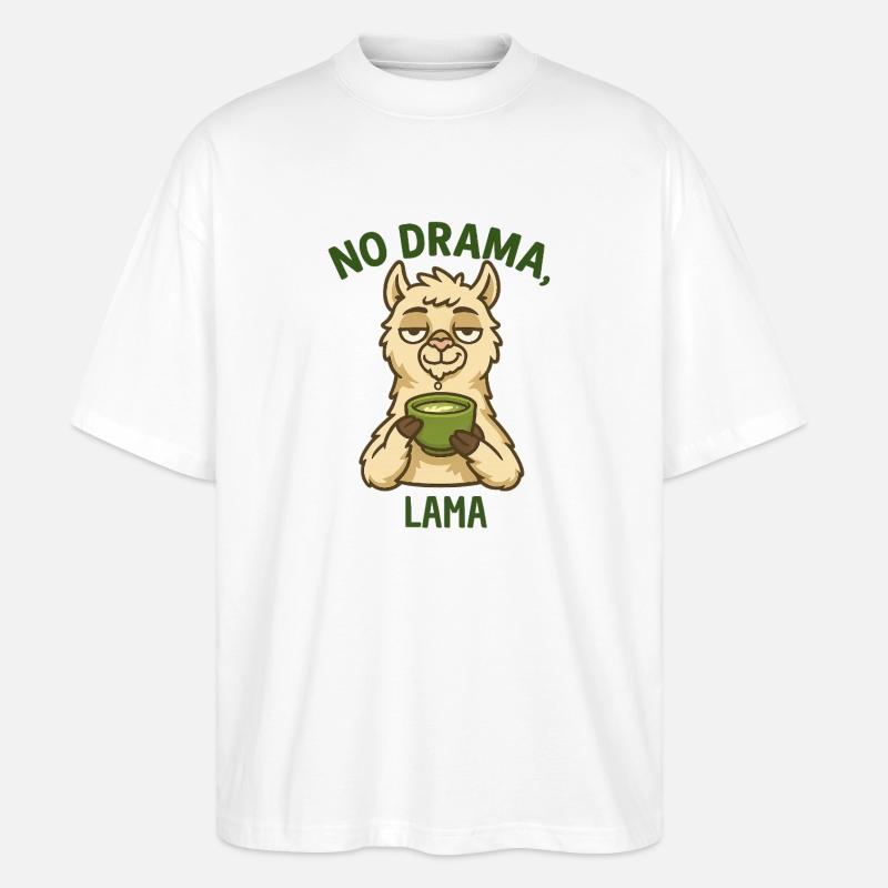 Kein Drama Lama mit Tee - Stanley/Stella Oversized Unisex Bio T-Shirt Blaster 2.0 - Weiß