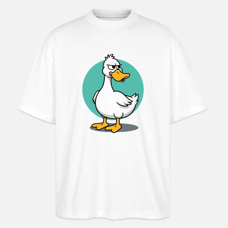 Freche Gans mit wütendem Blick Illustration - Stanley/Stella Oversized Unisex Bio T-Shirt Blaster 2.0 - Weiß
