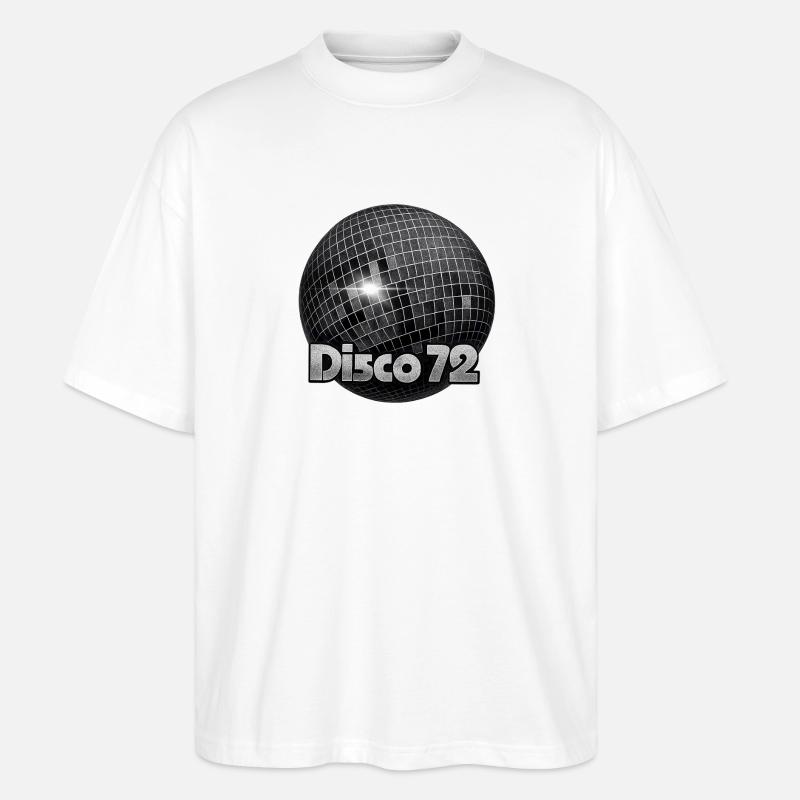 Disco72 Spiegelkugel Motiv - Stanley/Stella Oversized Unisex Bio T-Shirt Blaster 2.0 - Weiß