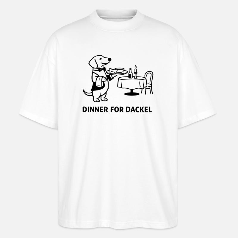 Dîner pour teckel - T-shirt bio Blaster 2.0 coupe oversize Stanley/Stella Unisexe - blanc
