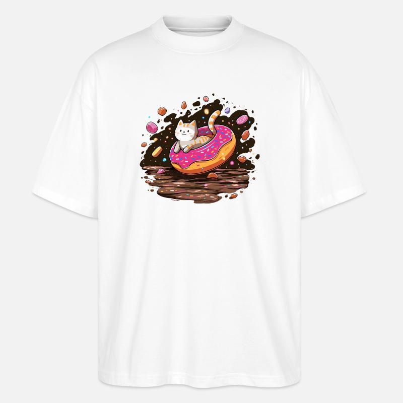 Katzendonut mit Streuseln - Stanley/Stella Oversized Unisex Bio T-Shirt Blaster 2.0 - Weiß