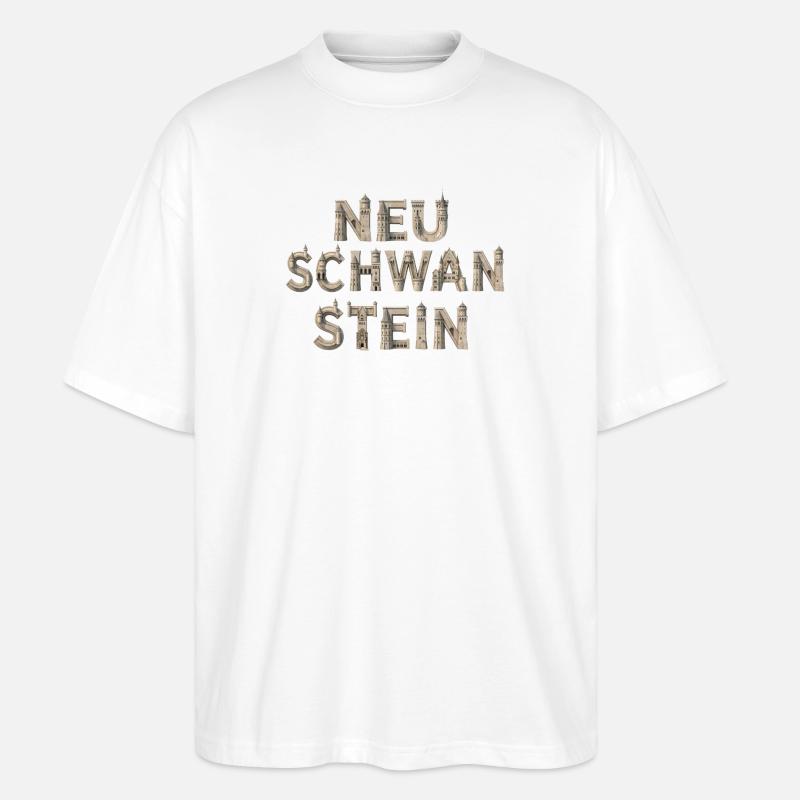 Neu Schwanstein Buchstaben aus Stein - Stanley/Stella Oversized Unisex Bio T-Shirt Blaster 2.0 - Weiß