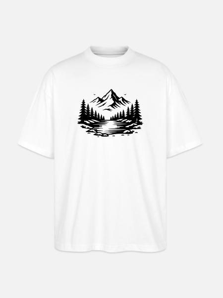 Berge Wald Outdoor Symbol - Stanley/Stella Oversized Unisex Bio T-Shirt Blaster 2.0 - Weiß