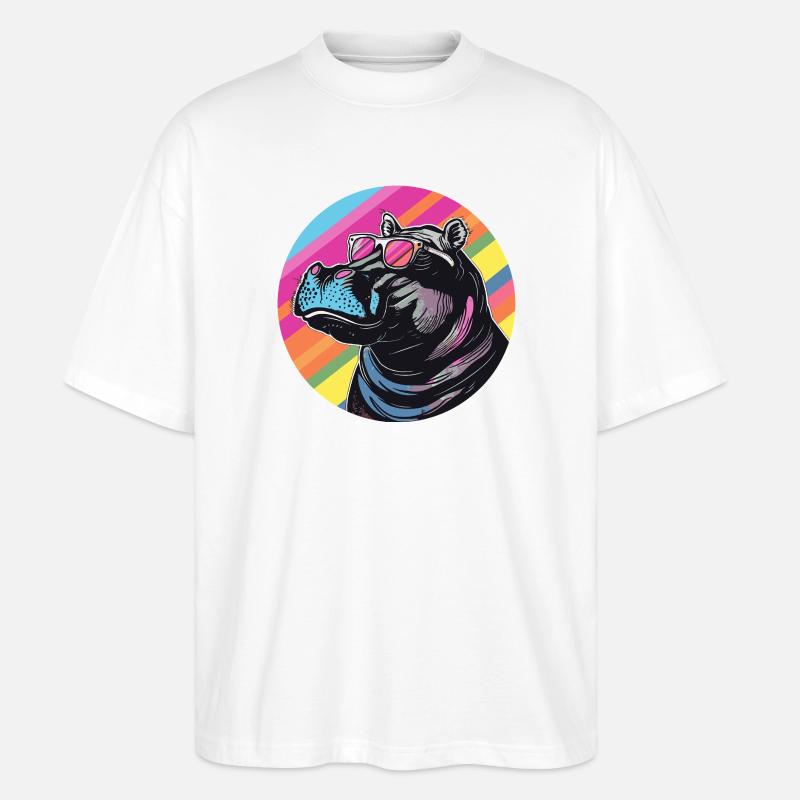 Lunettes de soleil Hippo Popart - T-shirt bio Blaster 2.0 coupe oversize Stanley/Stella Unisexe - blanc