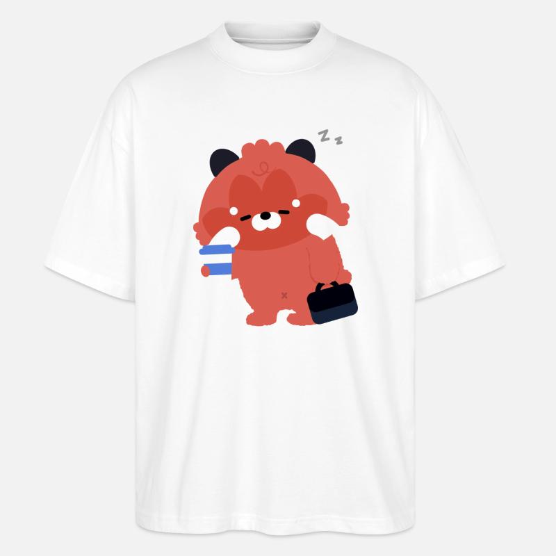 Kawaii Red Panda mit Kaffee - Stanley/Stella Oversized Unisex Bio T-Shirt Blaster 2.0 - Weiß