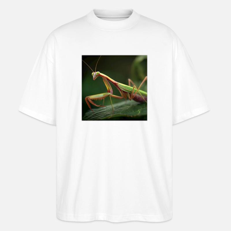 Gottesanbeterin Makro  Elegante Fangschrecke - Stanley/Stella Oversized Unisex Bio T-Shirt Blaster 2.0 - Weiß