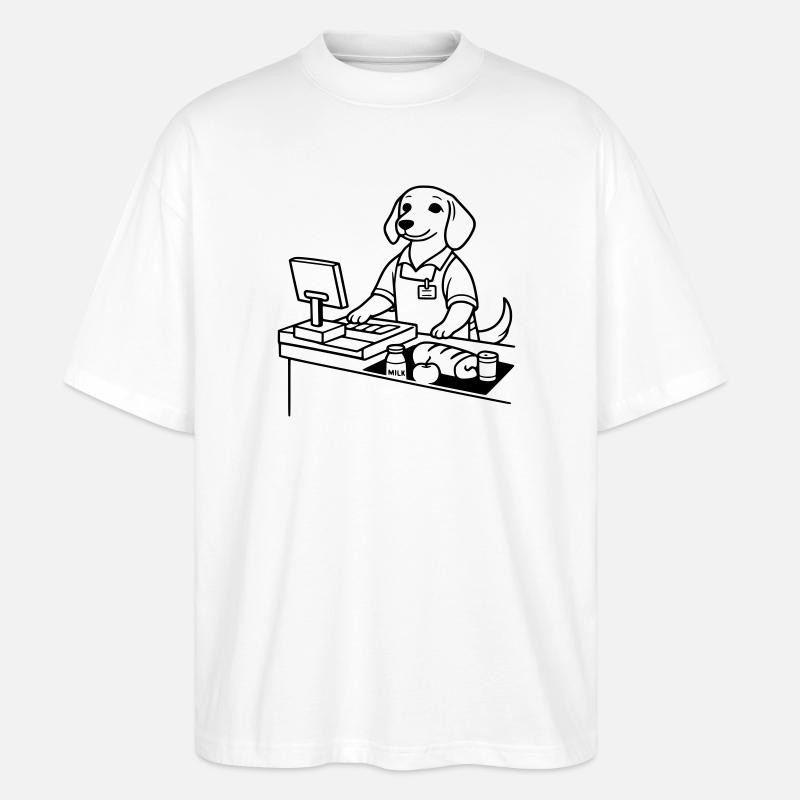 Caissière de chiens de supermarché - T-shirt bio Blaster 2.0 coupe oversize Stanley/Stella Unisexe - blanc