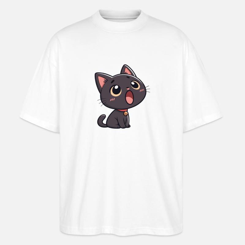 Schwarze Katze voller Ehrfurcht - Stanley/Stella Oversized Unisex Bio T-Shirt Blaster 2.0 - Weiß