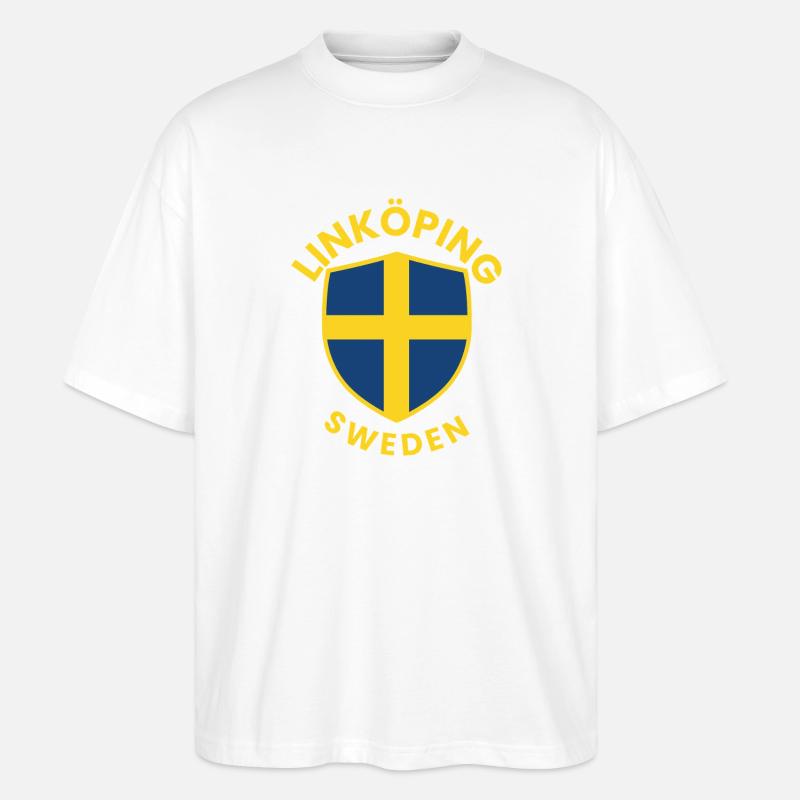 Linköping Sweden Shield Tee - Stanley/Stella Oversized Unisex Bio T-Shirt Blaster 2.0 - Weiß