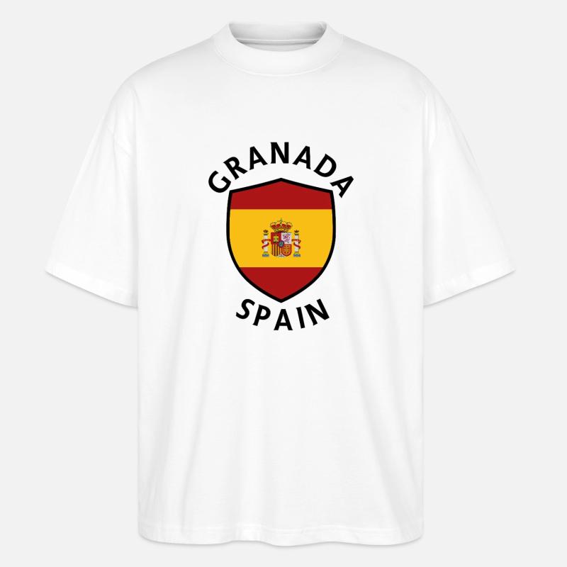 Granada Spain Shield - Stanley/Stella Oversized Unisex Organic T-shirt Blaster 2.0 - white