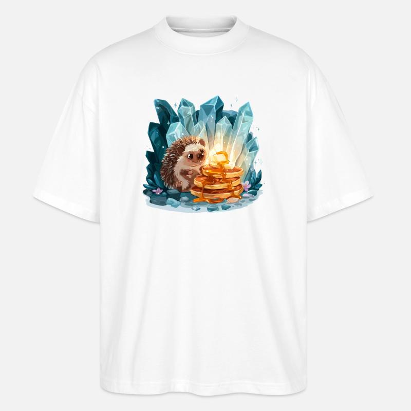 Hérisson aux pancakes dorés - T-shirt bio Blaster 2.0 coupe oversize Stanley/Stella Unisexe - blanc