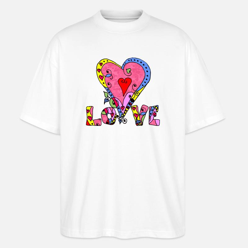 Herz - Stanley/Stella Oversized Unisex Bio T-Shirt Blaster 2.0 - Weiß