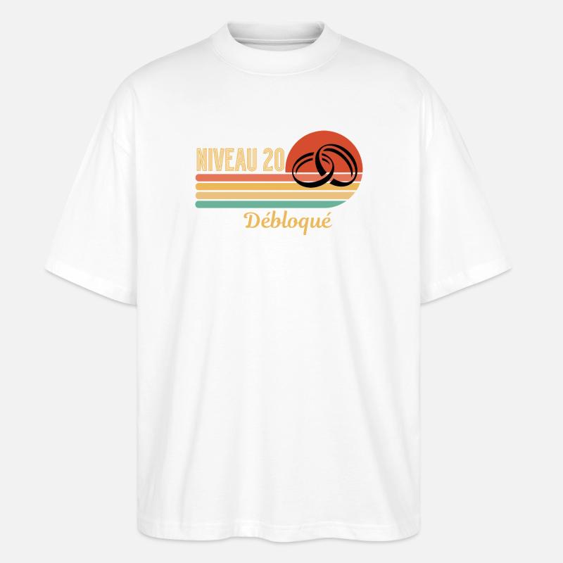 Level 20 Freigeschaltetes Retro-Grafikdesign - Stanley/Stella Oversized Unisex Bio T-Shirt Blaster 2.0 - Weiß