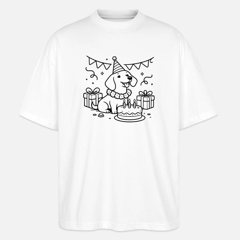 Les enfants du gâteau teckel d’anniversaire - T-shirt bio Blaster 2.0 coupe oversize Stanley/Stella Unisexe - blanc