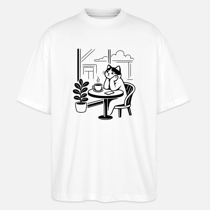Thoughtful Cat Cafe - Stanley/Stella Oversized Unisex Organic T-shirt Blaster 2.0 - white