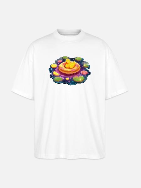 Donut ducks in galaxy lake - Stanley/Stella Oversized Unisex Organic T-shirt Blaster 2.0 - white