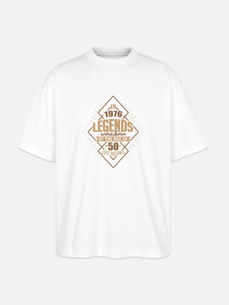 50 legend urodzin urodzonych w 1976 roku Życie się zaczyna - Ekologiczne Koszulka Oversize Unisex Stanley/Stella Blaster 2.0 - biały