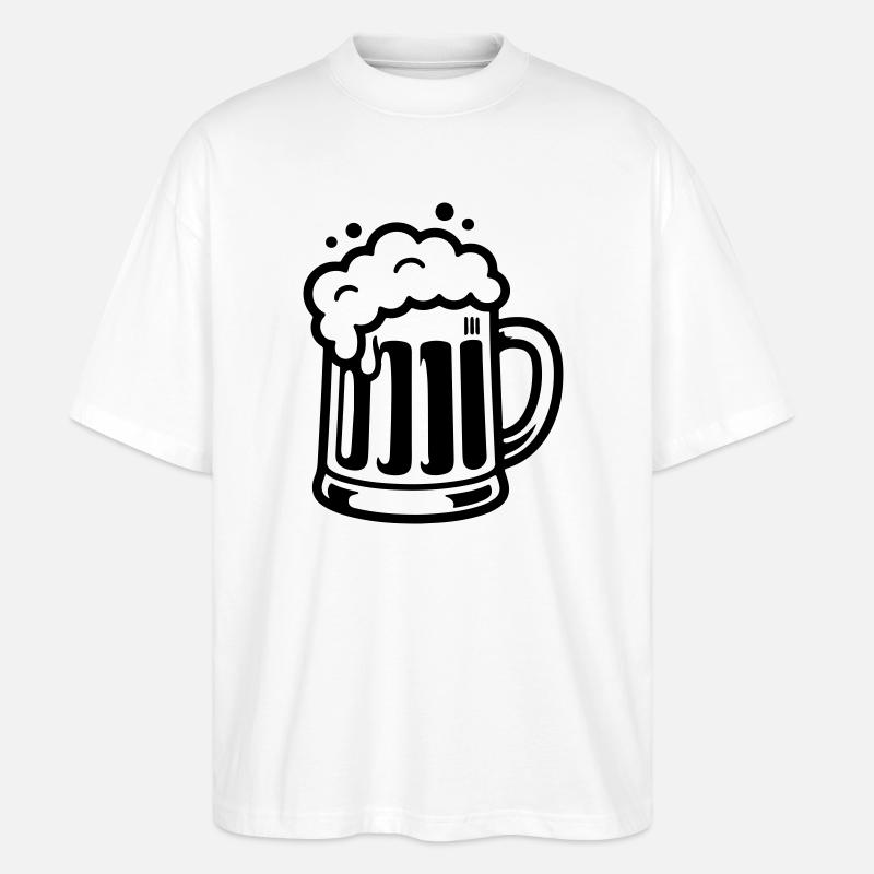 Bierkrug Comic Bier - Stanley/Stella Oversized Unisex Bio T-Shirt Blaster 2.0 - Weiß