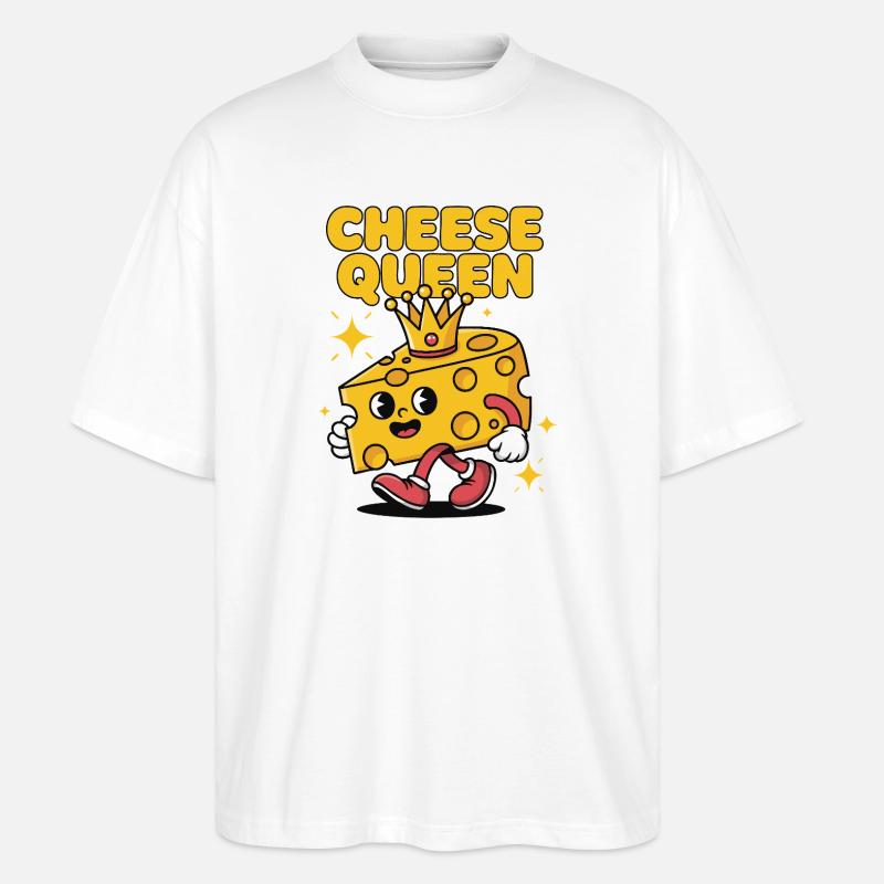Cheese Queen – Käse mit Krone - Stanley/Stella Oversized Unisex Bio T-Shirt Blaster 2.0 - Weiß