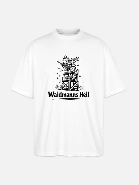 Verrückter Hirsch Waidmannsheil - Stanley/Stella Oversized Unisex Organic T-shirt Blaster 2.0 - white