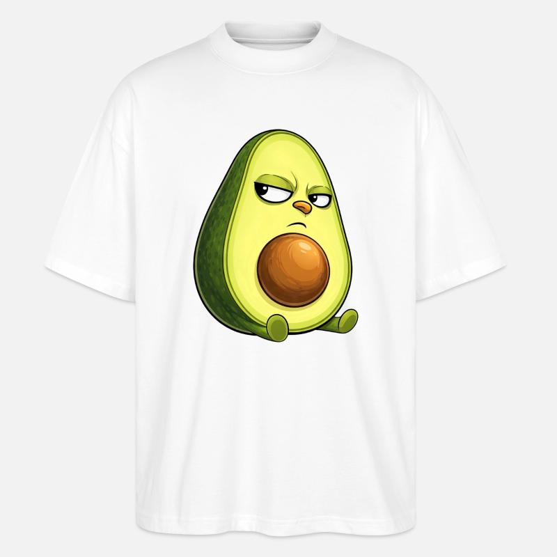 Coole Avocado mit Sonnenbrille skeptischer Blick - Stanley/Stella Oversized Unisex Bio T-Shirt Blaster 2.0 - Weiß