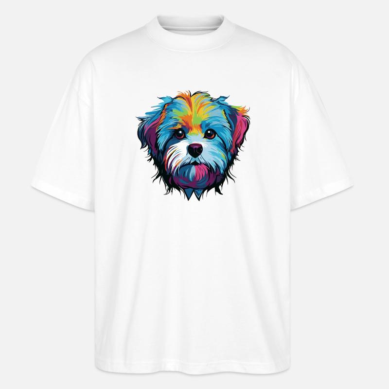 Tête de chien comique de chien - T-shirt bio Blaster 2.0 coupe oversize Stanley/Stella Unisexe - blanc