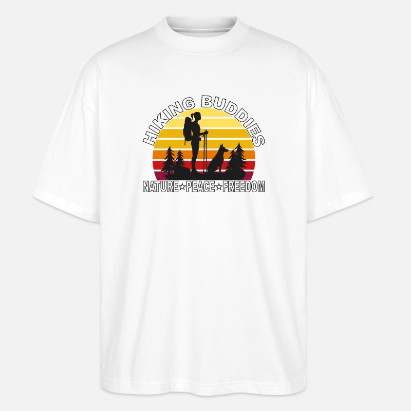 Hiking Buddies - Nature Peace Freedom - Stanley/Stella Oversized Unisex Bio T-Shirt Blaster 2.0 - Weiß