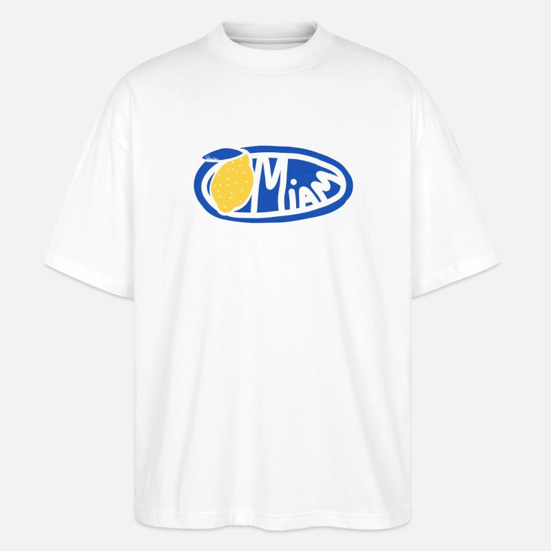 Citron Miam Bleu Logo Oval Rétro - T-shirt bio Blaster 2.0 coupe oversize Stanley/Stella Unisexe - blanc