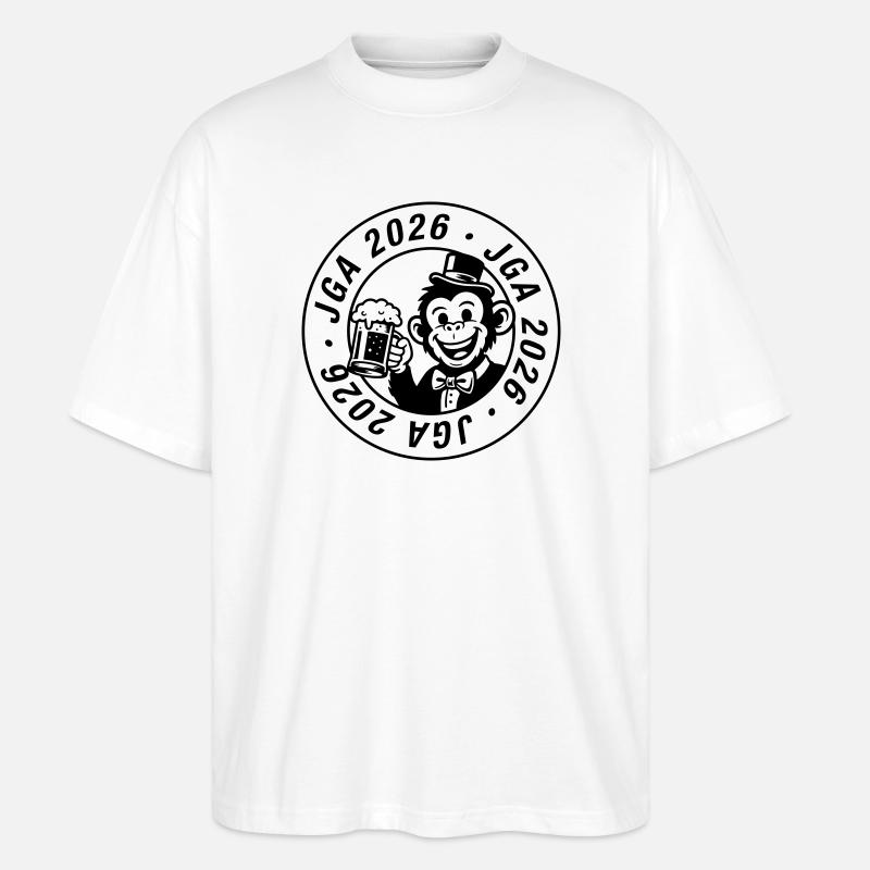 Junggesellenabschied 2026 Jga Affe - Stanley/Stella Oversized Unisex Bio T-Shirt Blaster 2.0 - Weiß