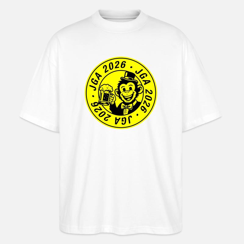 Jga 2026 Affe Bräutigam - Stanley/Stella Oversized Unisex Bio T-Shirt Blaster 2.0 - Weiß