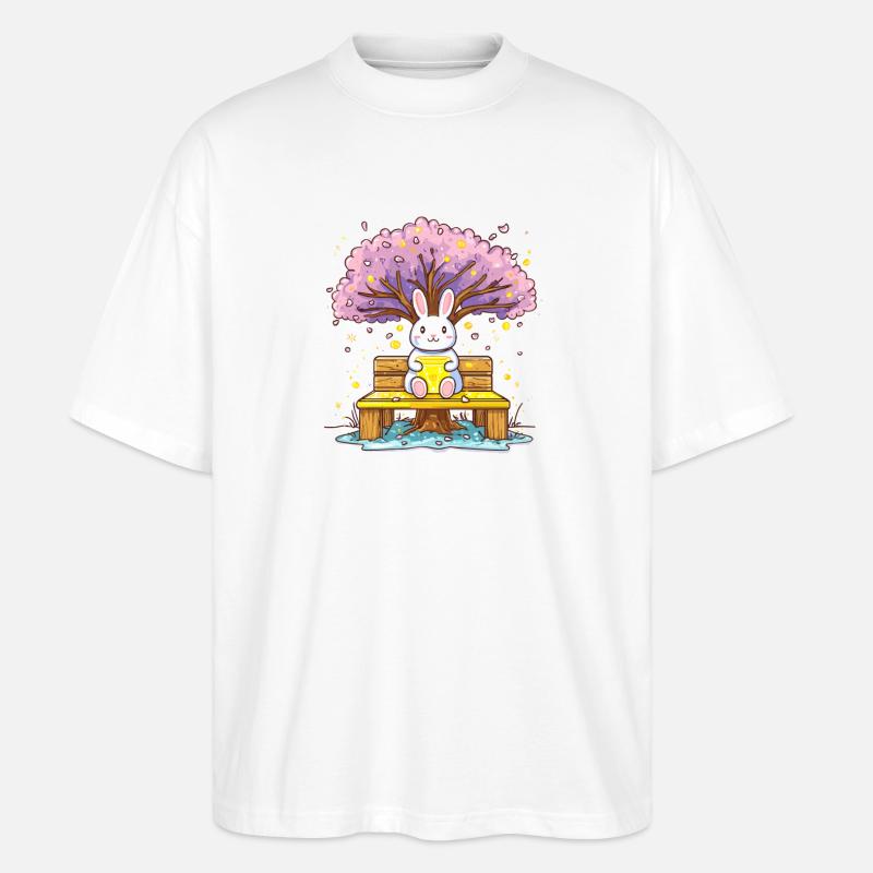 Kaninchen mit Honig am Baum - Stanley/Stella Oversized Unisex Bio T-Shirt Blaster 2.0 - Weiß