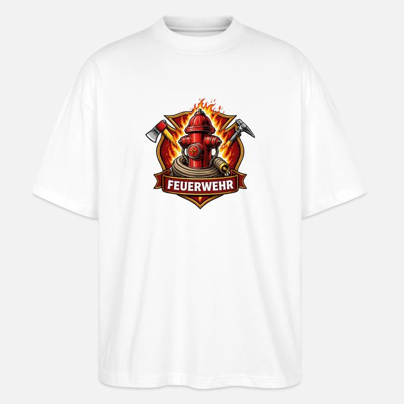 Fire Brigade Fire Hydrant Emblem - Stanley/Stella Oversized Unisex Organic T-shirt Blaster 2.0 - white