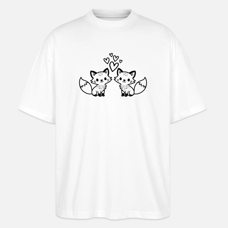 Fuchs Paar Herzen Liebe - Stanley/Stella Oversized Unisex Bio T-Shirt Blaster 2.0 - Weiß