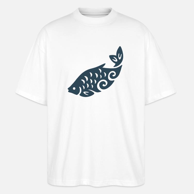 Wirbelfisch-Silhouette - Stanley/Stella Oversized Unisex Bio T-Shirt Blaster 2.0 - Weiß