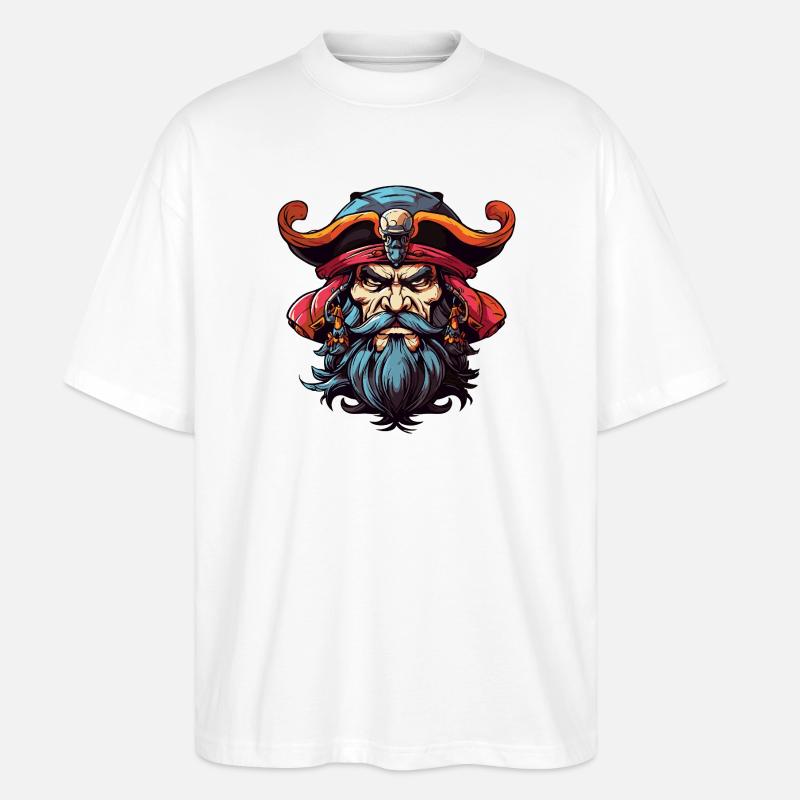 Pirate à la barbe comic - T-shirt bio Blaster 2.0 coupe oversize Stanley/Stella Unisexe - blanc
