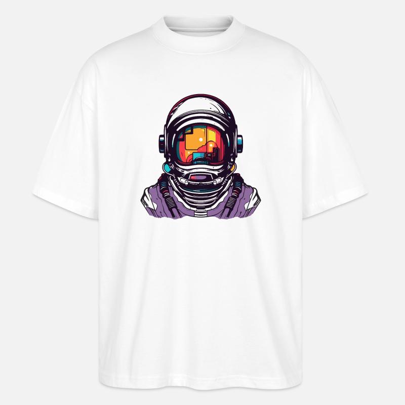 Astronaut Comic Helm - Stanley/Stella Oversized Unisex Bio T-Shirt Blaster 2.0 - Weiß