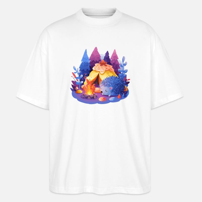 Schlafender Igel am Lagerfeuer - Stanley/Stella Oversized Unisex Bio T-Shirt Blaster 2.0 - Weiß