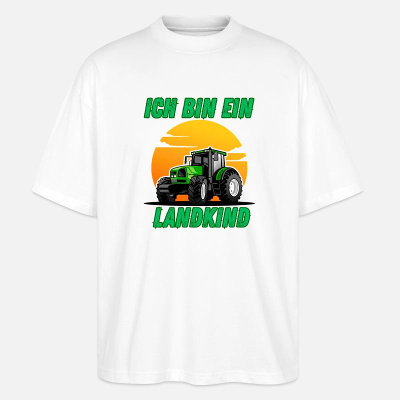 Traktor - Ich bin ein Landkind - Stanley/Stella Oversized Unisex Bio T-Shirt Blaster 2.0 - Weiß