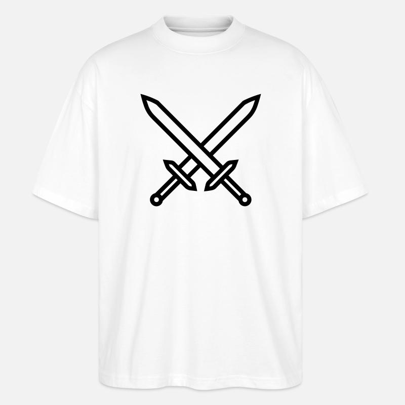 Gekreuzte Schwerter Mittelalterlicher Kampf - Stanley/Stella Oversized Unisex Bio T-Shirt Blaster 2.0 - Weiß